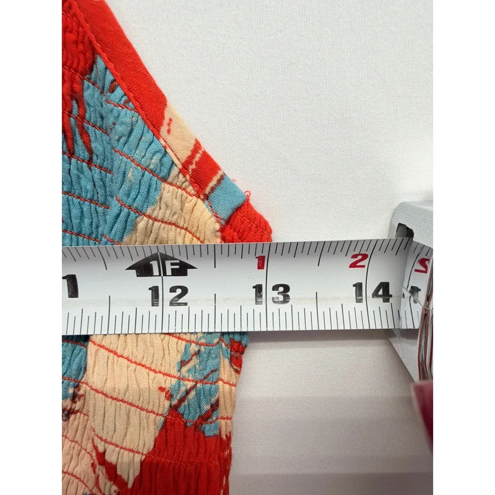 Free People Maxi Dress Smocked Floral Tropical Red Blue Women - Picture 5 of 12